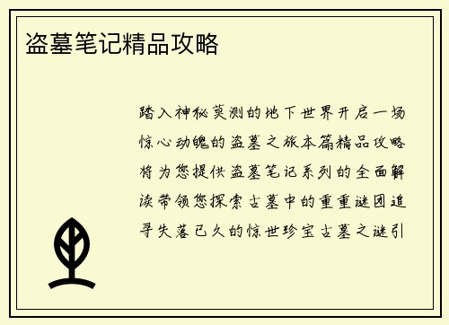 盗墓笔记精品攻略