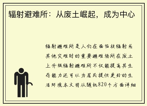 辐射避难所：从废土崛起，成为中心